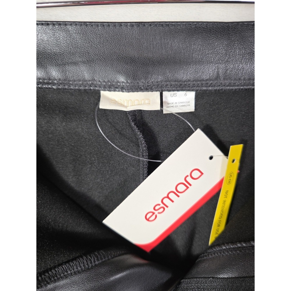 Esmara Faux Leather Pants Women's US 6 Black Skinny Stretch High Rise NWT - Picture 6 of 9